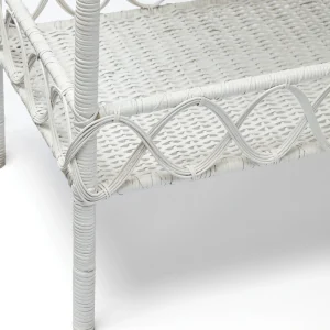 Hot Madeleine White Rattan Scalloped Console Table Rattan Furniture