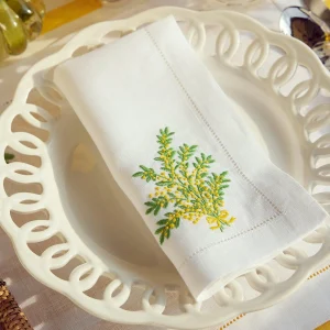 Discount Mimosa White Linen Napkins (Set Of 4) Napkins