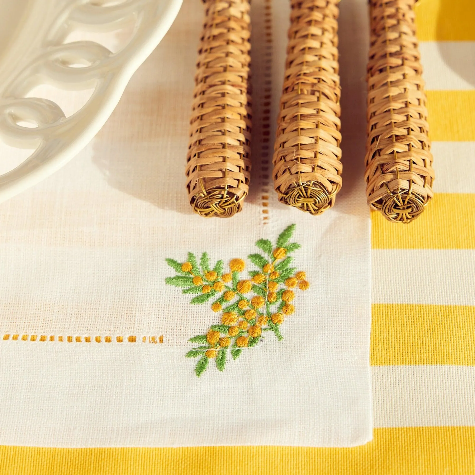 mimosa_white_linen_placem_4.webp New Mimosa White Linen Placemats & Napkins (Set Of 4) Table Linen Sets