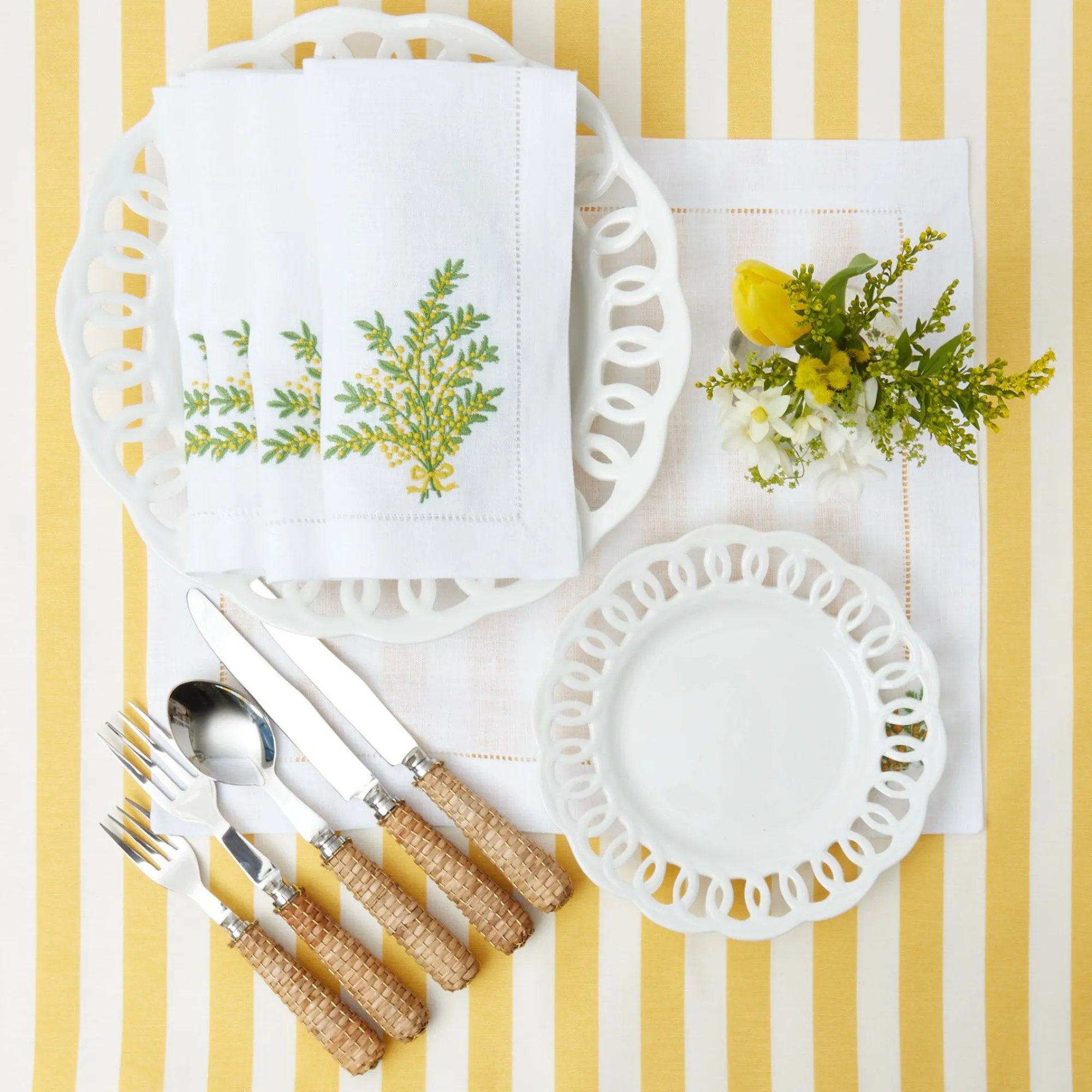 mimosa_white_linen_placem_5.webp New Mimosa White Linen Placemats & Napkins (Set Of 4) Table Linen Sets