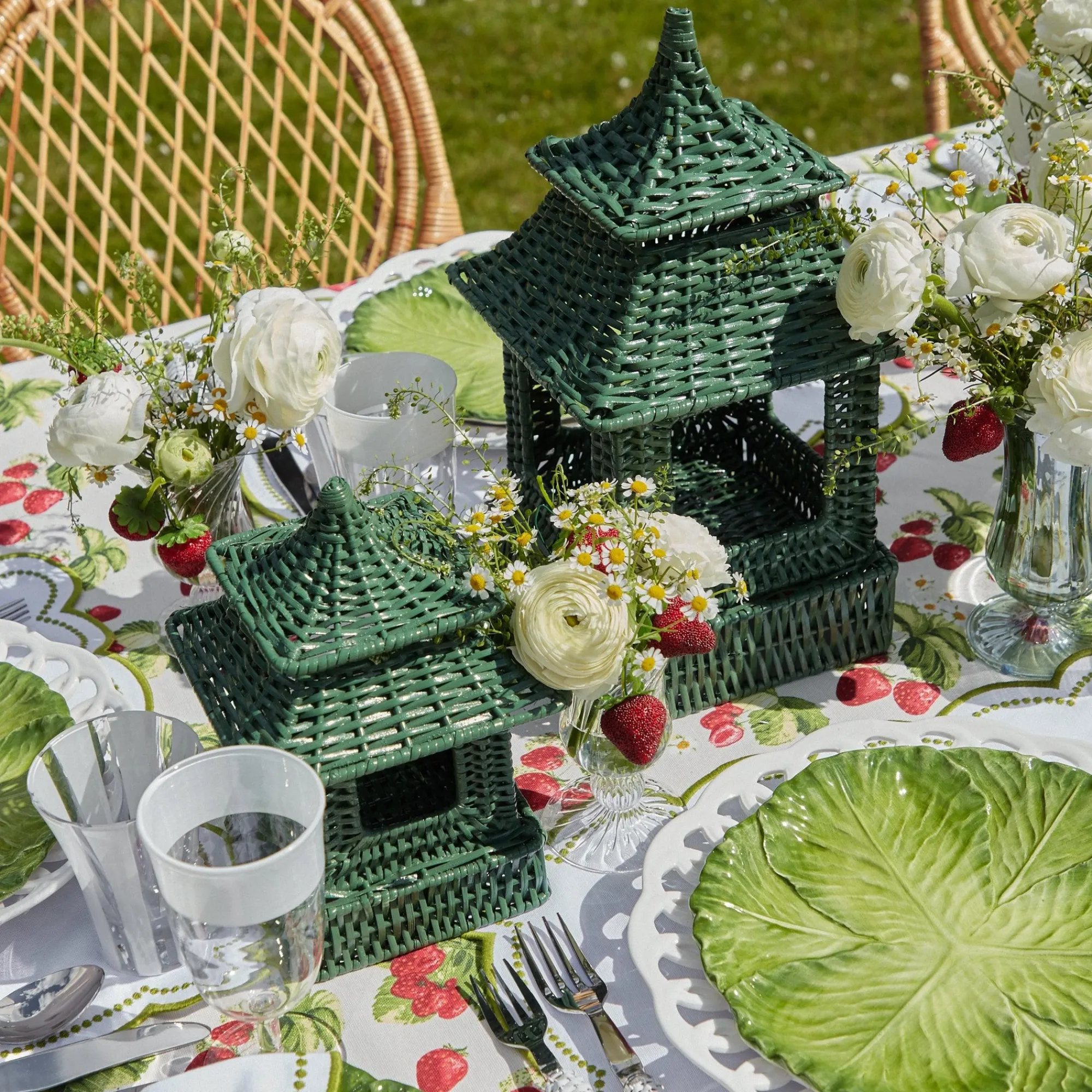 mini_green_rattan_pagoda__3-1.webp Best Sale Mini Green Rattan Pagoda Lantern (Pair) Pagodas & Lanterns