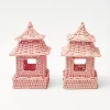 Online Mini Pink Rattan Pagoda Lanterns (Pair) Rattan Tableware