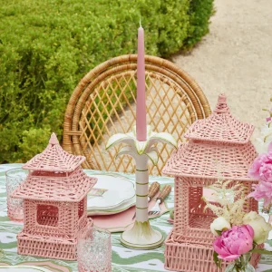 Clearance Mini Pink Rattan Pagoda Lanterns (Pair) Pagodas & Lanterns