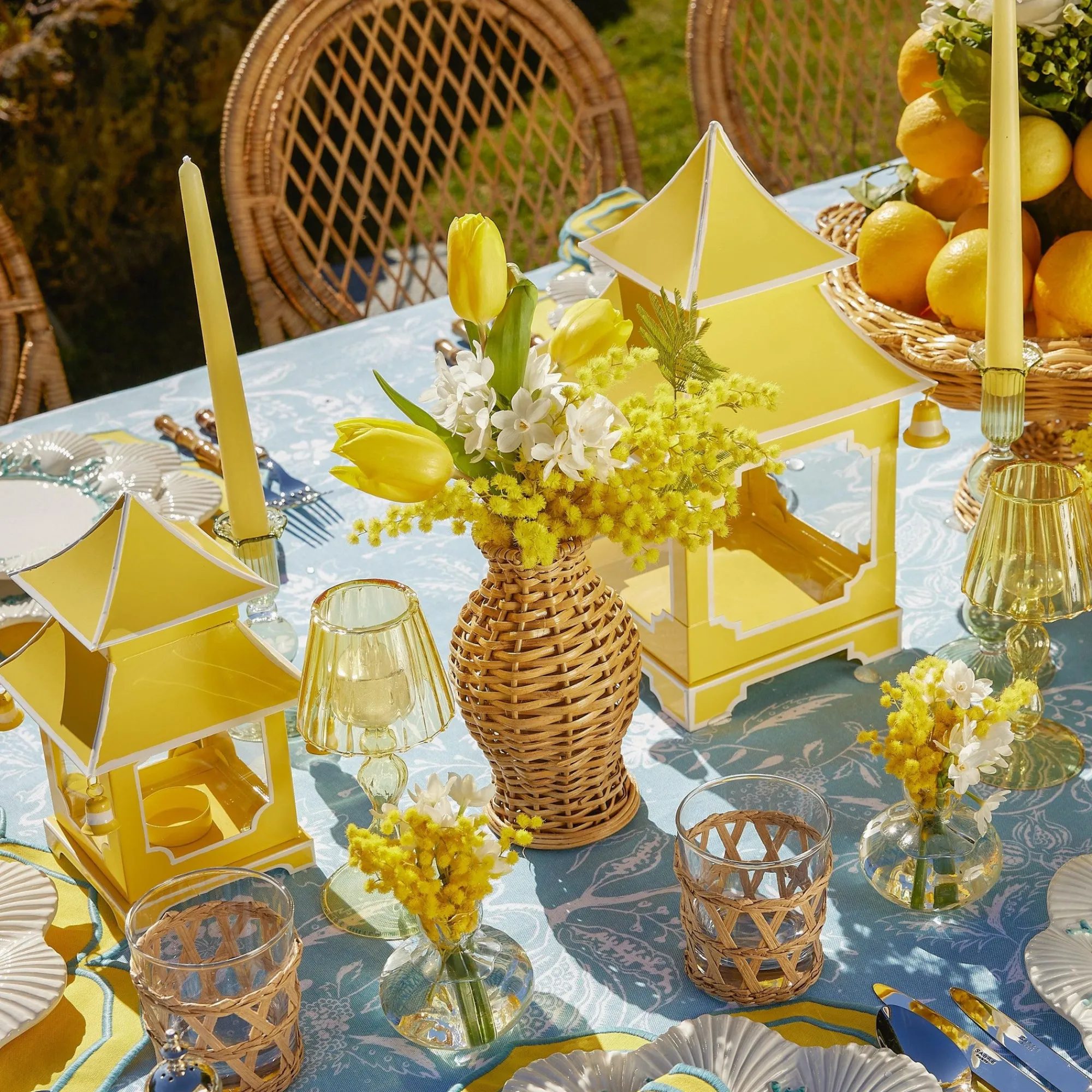 mini_yellow_pagoda_lanter_3.webp Clearance Mini Yellow Pagoda Lantern (Pair) Pagodas & Lanterns