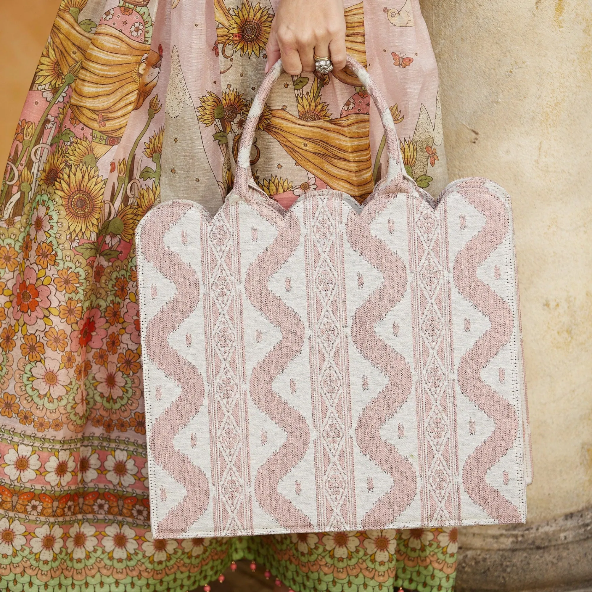 mrs_alice_tote_bag_pink_i_6.webp Fashion Tote Bag (Pink Ikat) Women Mrs. Alice Tote Bags