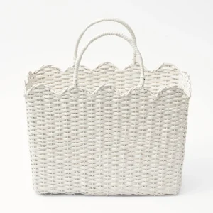 Hot White Rattan Tote Bag (Blue Bow) Rattan Tableware