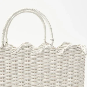 Hot White Rattan Tote Bag (Blue Bow) Rattan Tableware