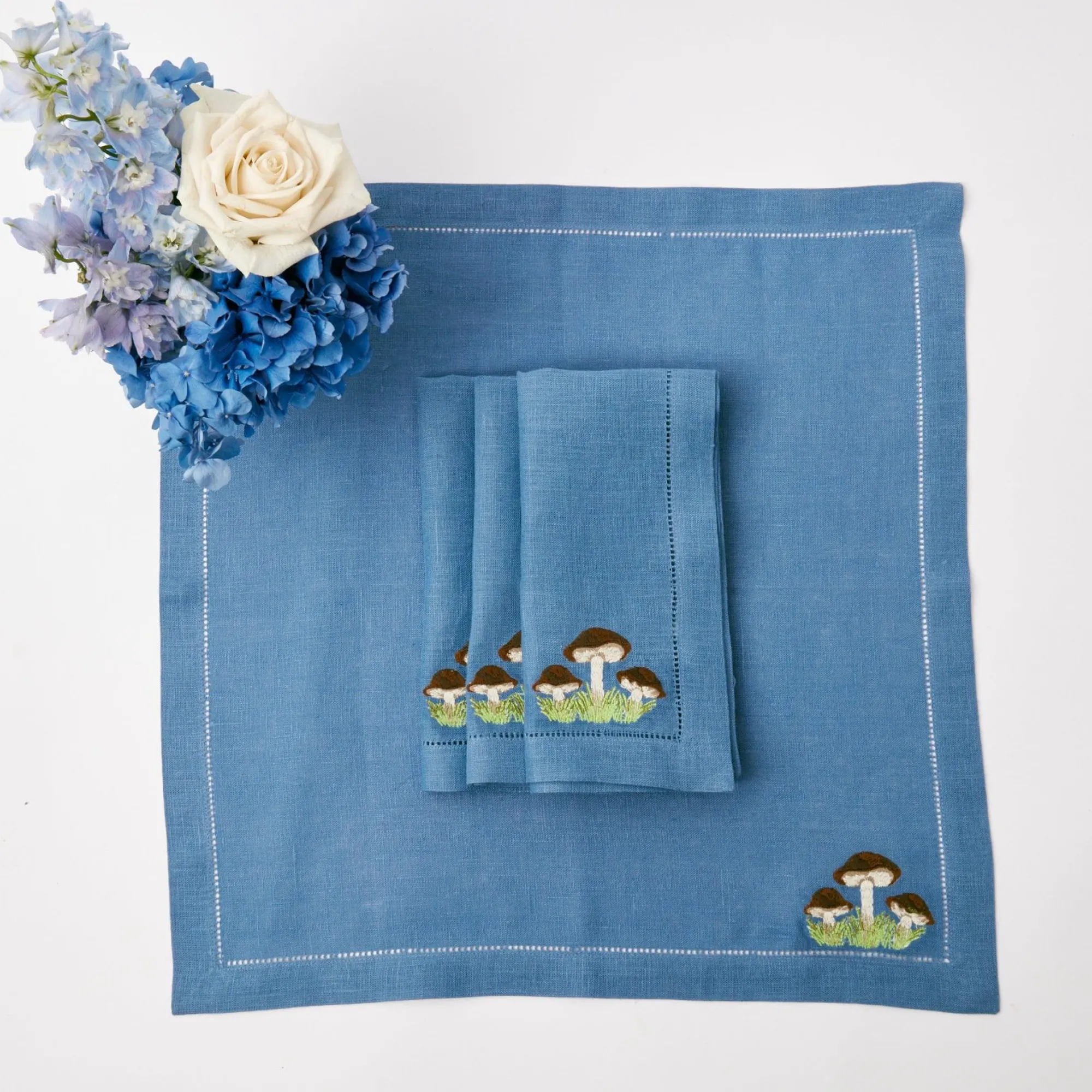 mushroom_blue_linen_napki_0.webp New Mushroom Blue Linen Napkins (Set Of 4) Napkins
