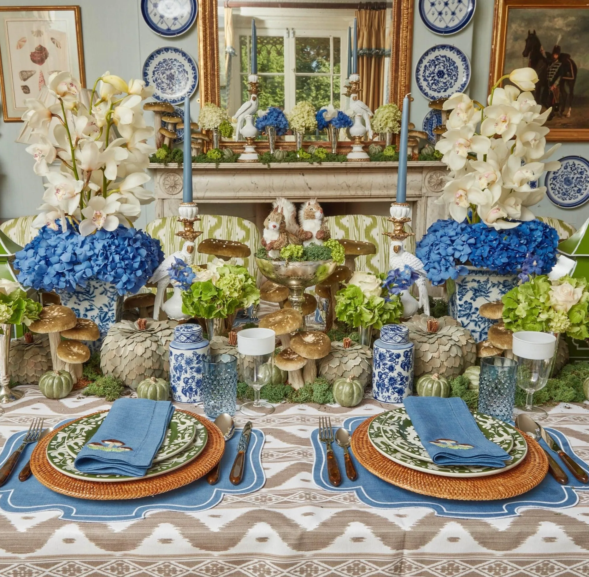 mushroom_blue_linen_napki_12.webp New Mushroom Blue Linen Napkins (Set Of 4) Napkins