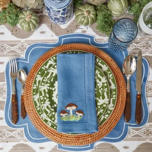 New Mushroom Blue Linen Napkins (Set Of 4) Napkins
