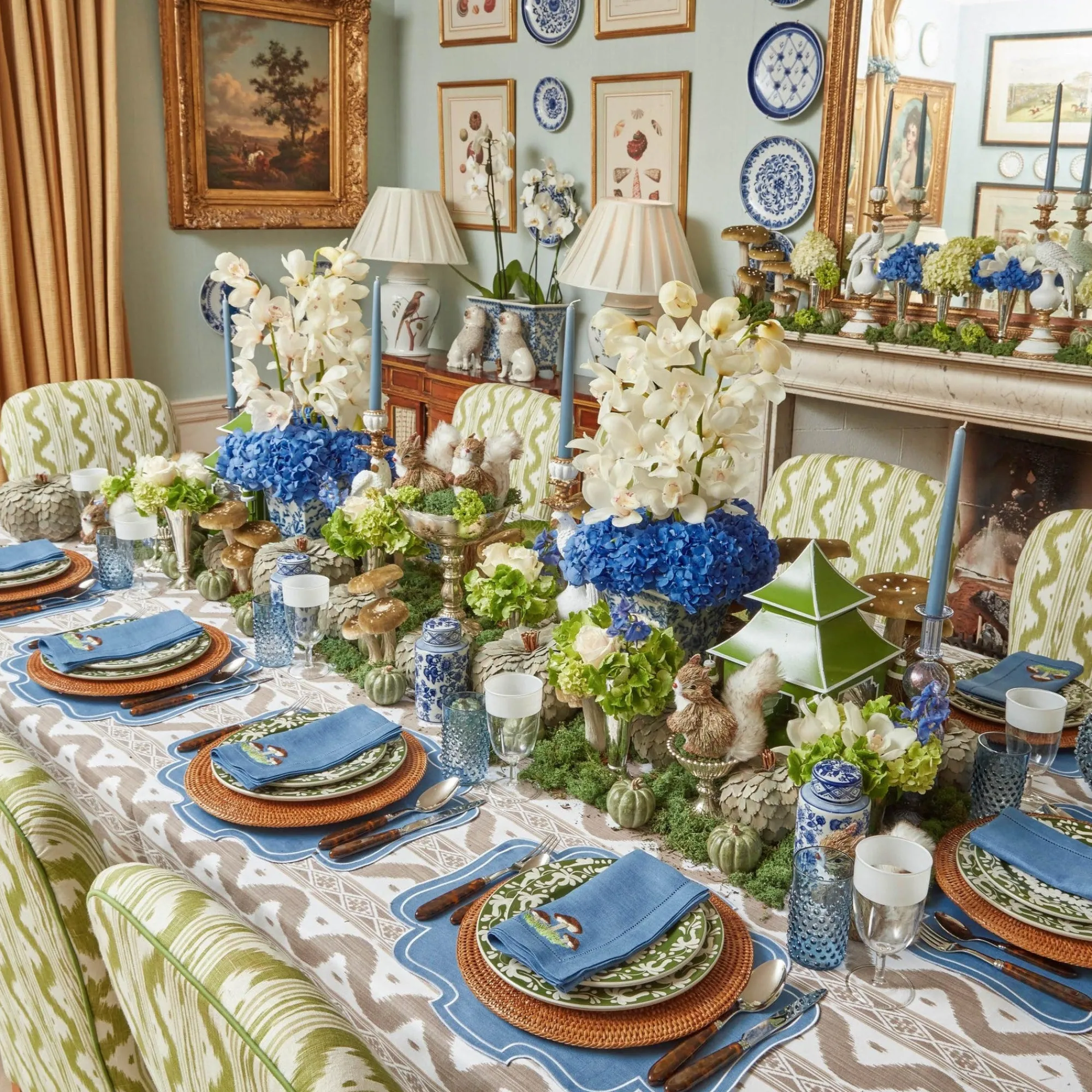 mushroom_blue_linen_napki_5.webp New Mushroom Blue Linen Napkins (Set Of 4) Napkins