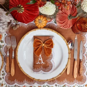 New Mustard Velvet Napkin Bows (Set Of 4) Napkin Rings, Bows & Wreaths