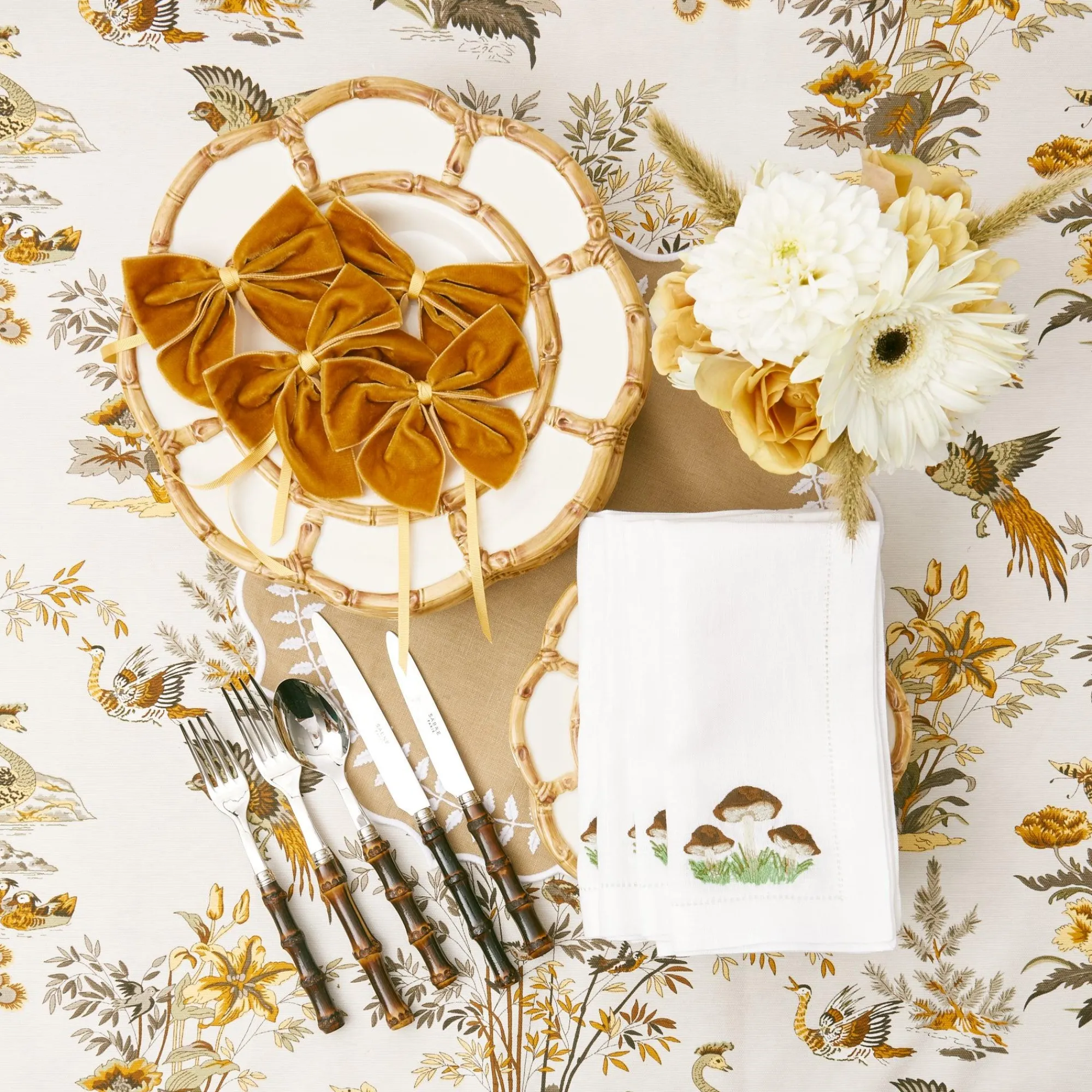 mustard_velvet_napkin_bow_5.webp New Mustard Velvet Napkin Bows (Set Of 4) Napkin Rings, Bows & Wreaths