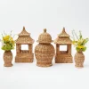Outlet Natural Rattan Decoration Set Candle Holders