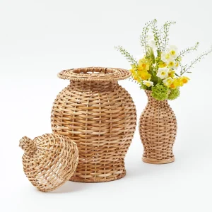 Outlet Natural Rattan Decoration Set Pagodas & Lanterns