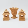 New Natural Rattan Pagoda & Urn Vase Set Pagodas & Lanterns