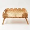 Store Natural Scalloped Rattan Breakfast Tray Rattan Tableware