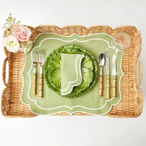 Store Natural Scalloped Rattan Breakfast Tray Rattan Tableware