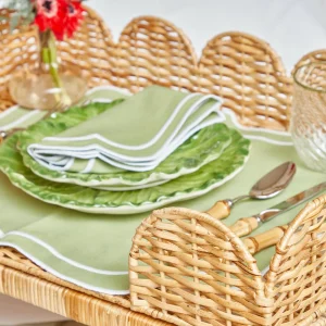 Fashion Natural Scalloped Rattan Breakfast Tray Trays & Liners