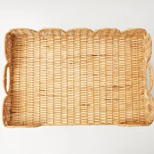 Store Natural Scalloped Rattan Breakfast Tray Rattan Tableware