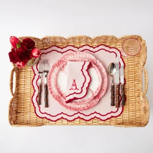 Store Natural Scalloped Rattan Breakfast Tray Rattan Tableware