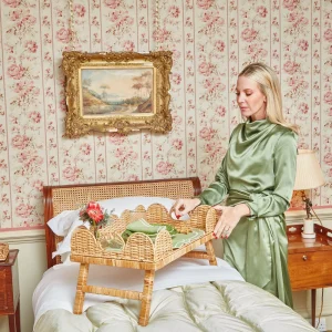 Store Natural Scalloped Rattan Breakfast Tray Rattan Tableware