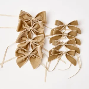 Hot Oat Velvet Napkin Bows (Set Of 4) Napkin Rings, Bows & Wreaths