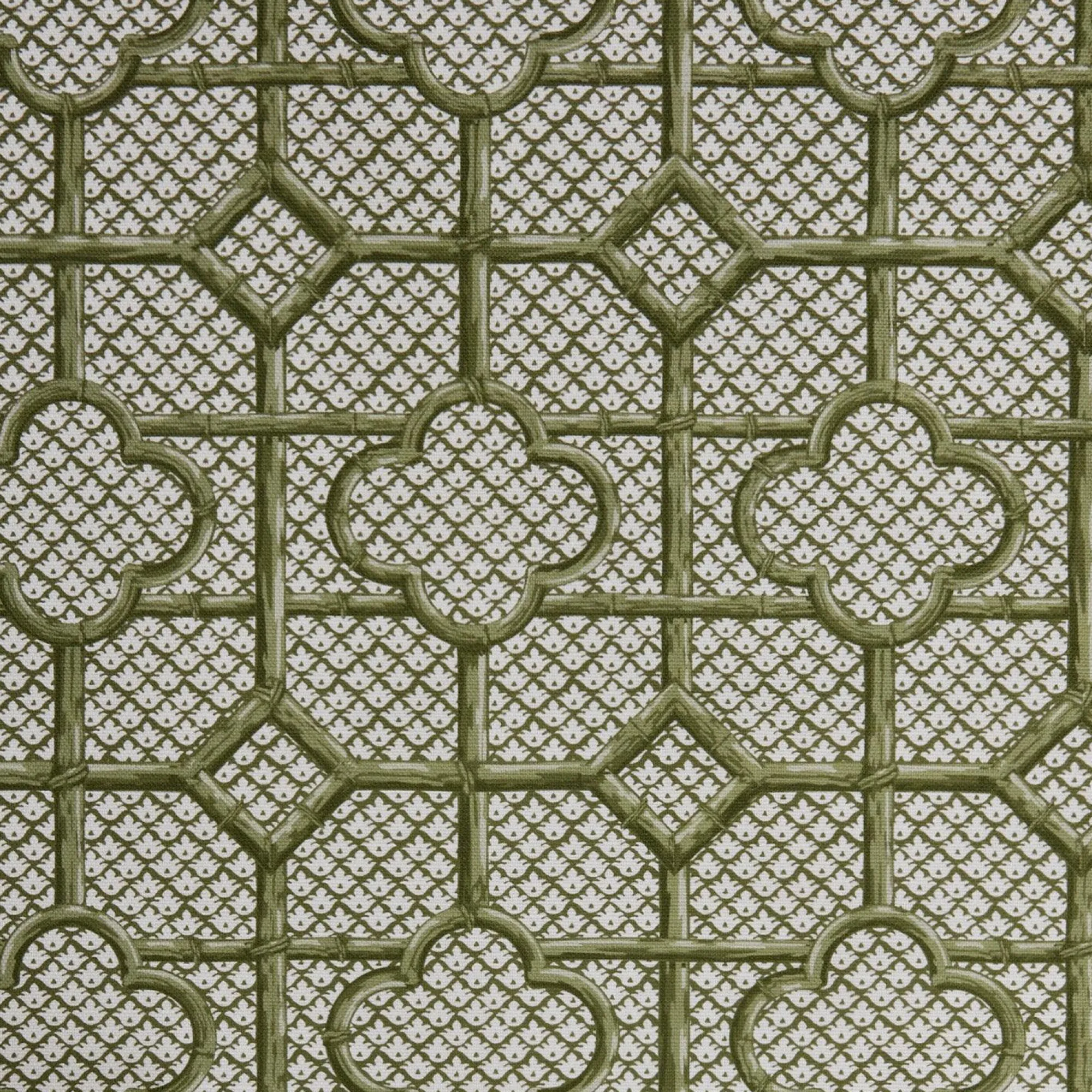 olive_green_bamboo_trelli_1.webp Discount Olive Green Bamboo Trellis Fabric Serena Fresson Fabrics