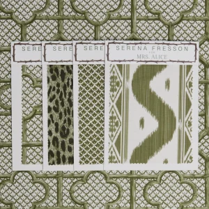 Discount Olive Green Bamboo Trellis Fabric Serena Fresson Fabrics