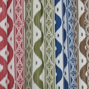 New Olive Green Ikat Stripe Fabric Serena Fresson Fabrics