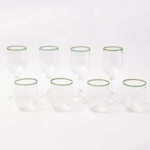 Cheap Olive Rim Swirl Water Glass (Set Of 4) Glasses