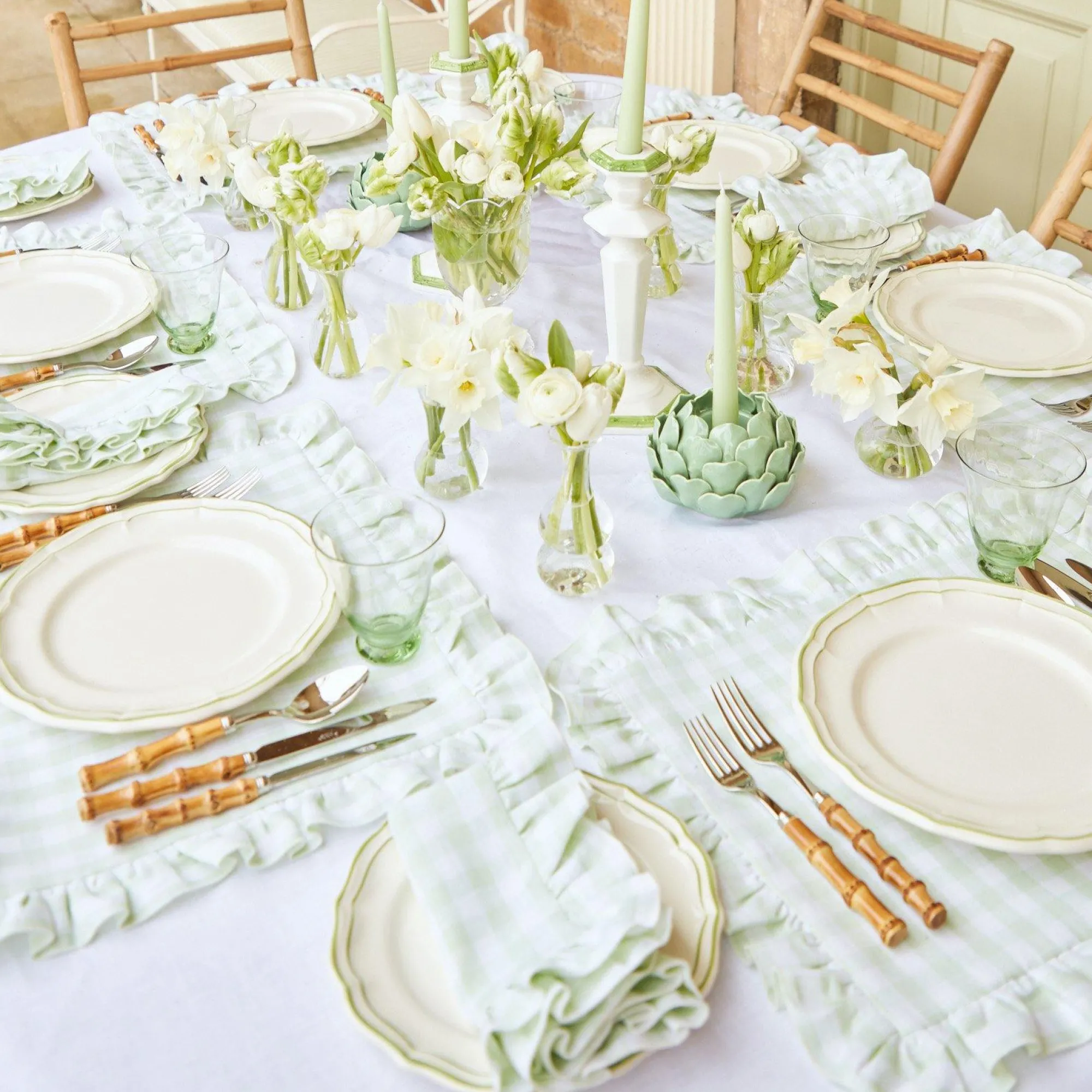 pale_green_artichoke_cand_5.webp Outlet Pale Green Artichoke Candle Holder (Pair) Candle Holders