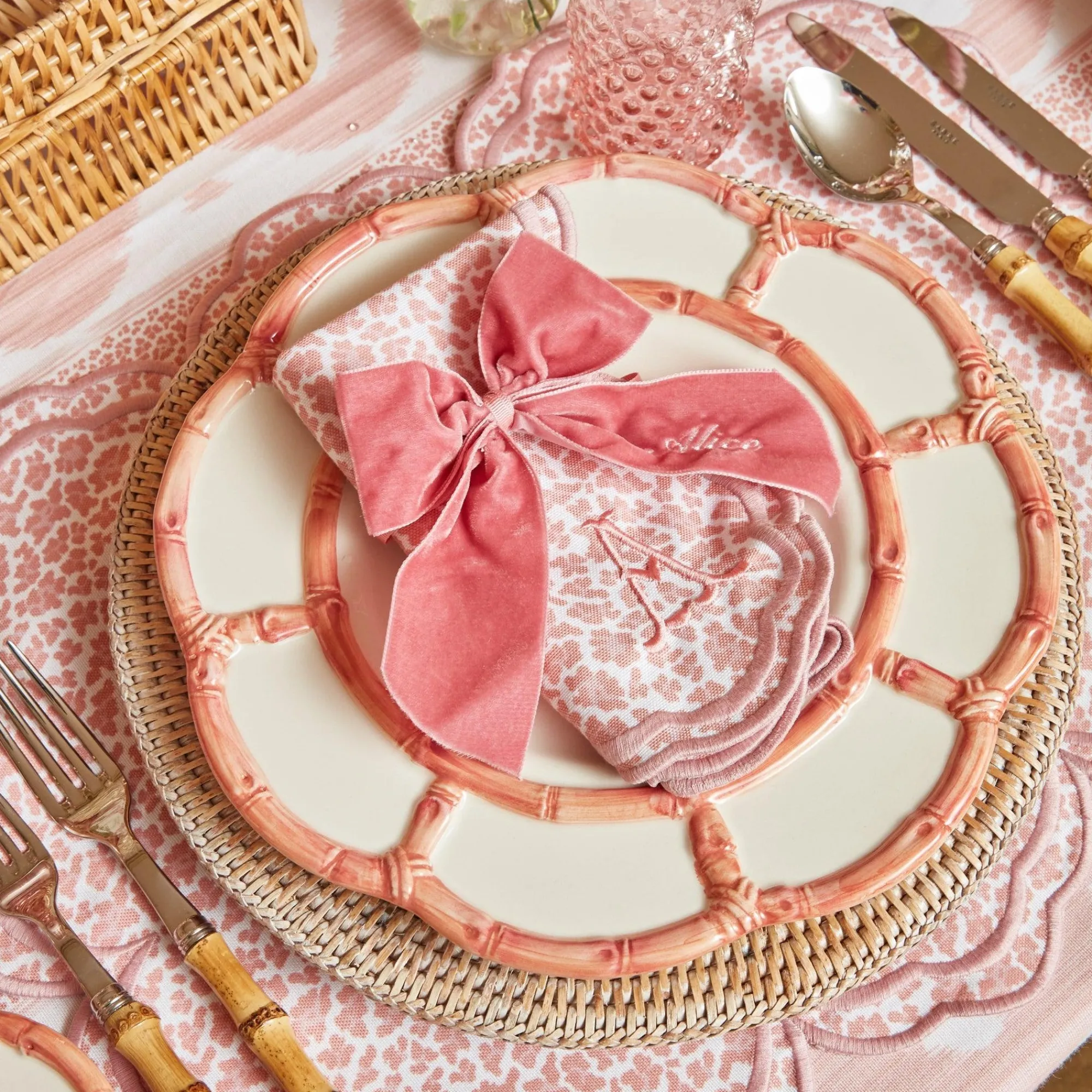 personalised_dusty_pink_n_1.webp Sale Personalised Dusty Pink Napkin Bow Napkin Rings, Bows & Wreaths