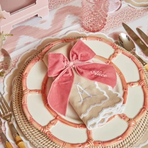 Sale Personalised Dusty Pink Napkin Bow Napkin Rings, Bows & Wreaths