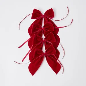 Online Personalised Red Velvet Napkin Bow Napkin Rings, Bows & Wreaths