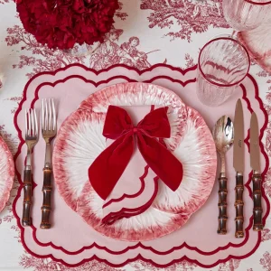 Online Personalised Red Velvet Napkin Bow Napkin Rings, Bows & Wreaths
