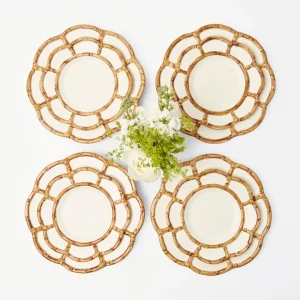 Best Sale Petal Bamboo Ceramic Dinner & Starter Plates (Set Of 8) Dinner Plates