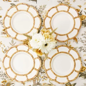 Best Sale Petal Bamboo Ceramic Dinner & Starter Plates (Set Of 8) Dinner Plates