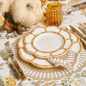 Best Sale Petal Bamboo Ceramic Dinner & Starter Plates (Set Of 8) Dinner Plates