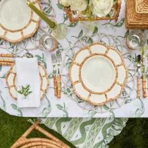 Clearance Petal Bamboo Ceramic Dinner Plate (Set Of 4) Bamboo Crockery