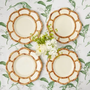 Best Sale Petal Bamboo Ceramic Dinner & Starter Plates (Set Of 8) Dinner Plates