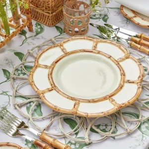 Best Sale Petal Bamboo Ceramic Dinner & Starter Plates (Set Of 8) Dinner Plates
