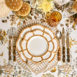 Best Petal Bamboo Ceramic Starter Plate Bamboo Crockery