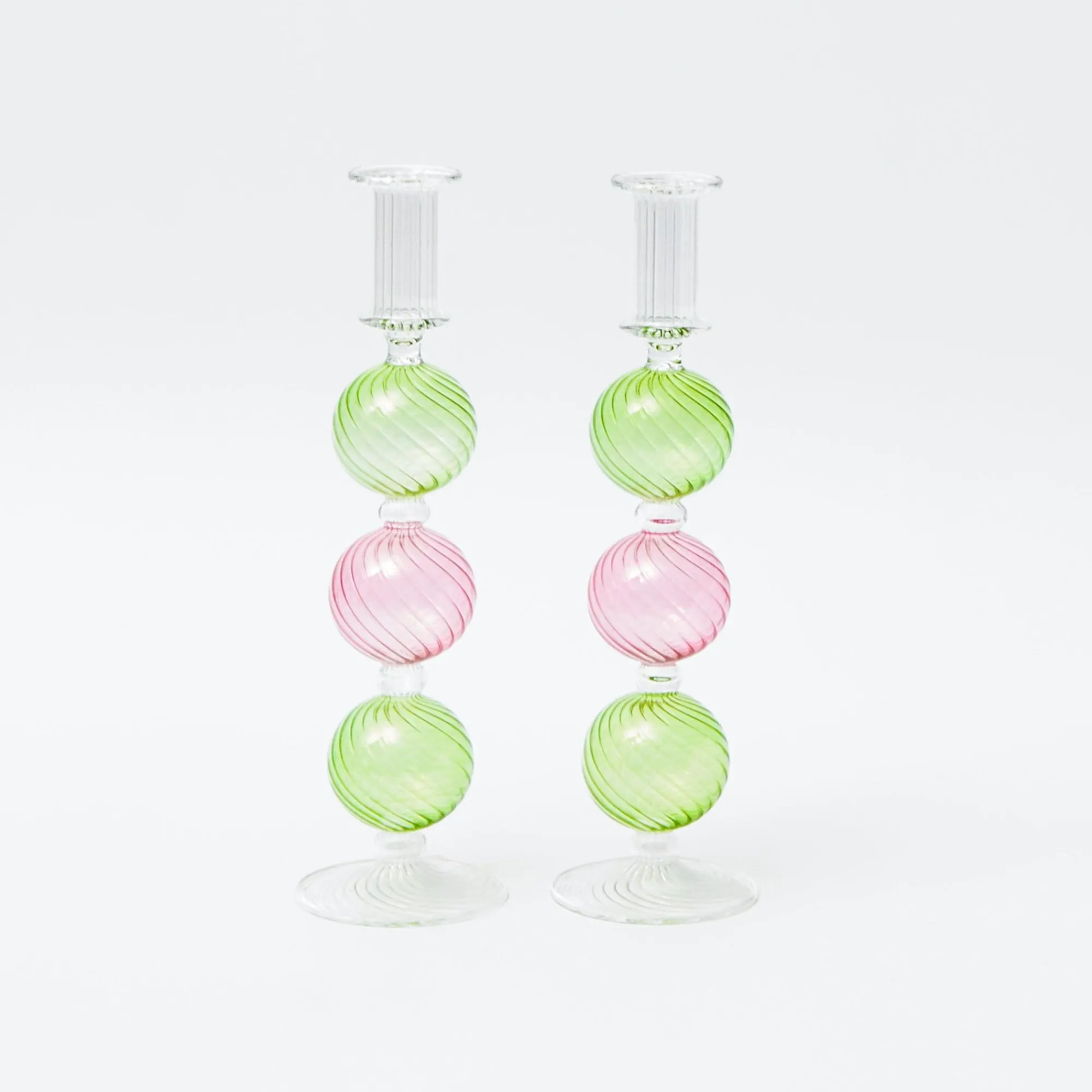 pink__green_camille_candl_2.webp Clearance Pink & Green Camille Candle Holder (Pair) Candle Holders
