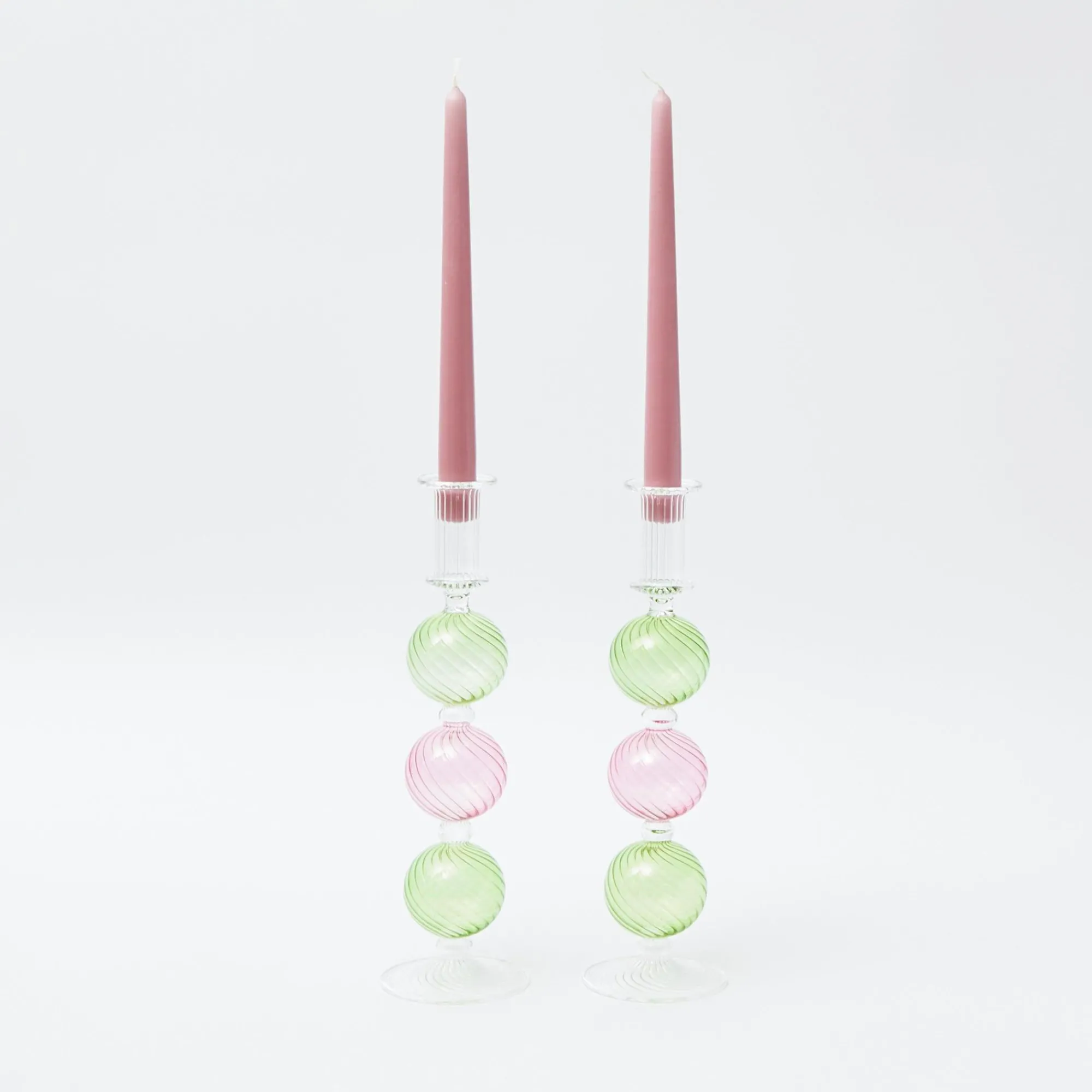 pink__green_camille_candl_6.webp Clearance Pink & Green Camille Candle Holder (Pair) Candle Holders