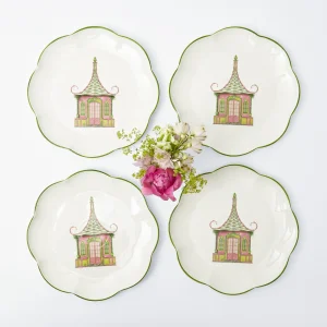 Flash Sale Pink & Green Pagoda Dinner Plate (Set Of 4) Crockery Sets