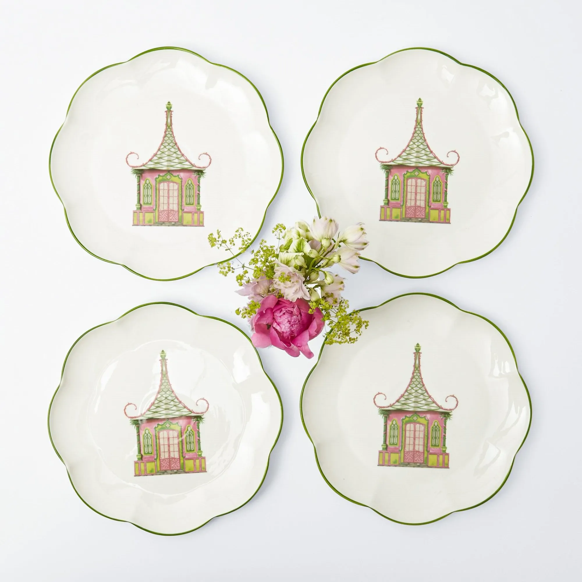 pink__green_pagoda_dinner_0.webp Flash Sale Pink & Green Pagoda Dinner Plate (Set Of 4) Crockery Sets