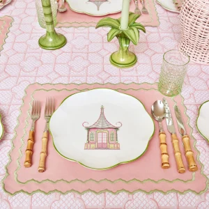 Flash Sale Pink & Green Pagoda Dinner Plate (Set Of 4) Crockery Sets