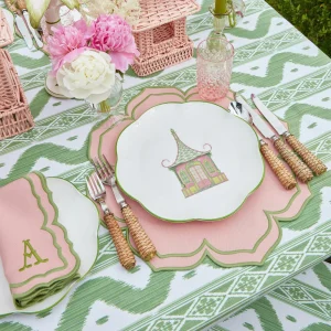 Cheap Pink & Green Pagoda Dinner & Starter Plates (Set Of 8) Dinner Plates