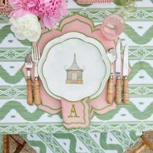 Best Pink & Green Pagoda Dinner & Starter Plates (Set Of 8) Crockery Sets